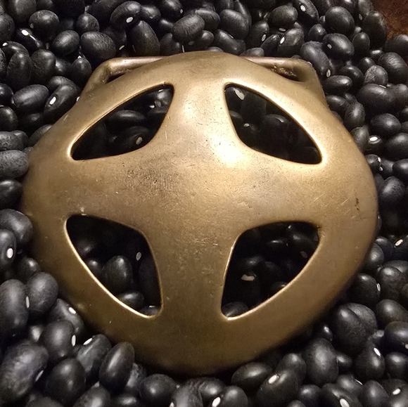 Vintage Duncan Laurie Hippie Star/Cross Belt Buckle, Solid Brass